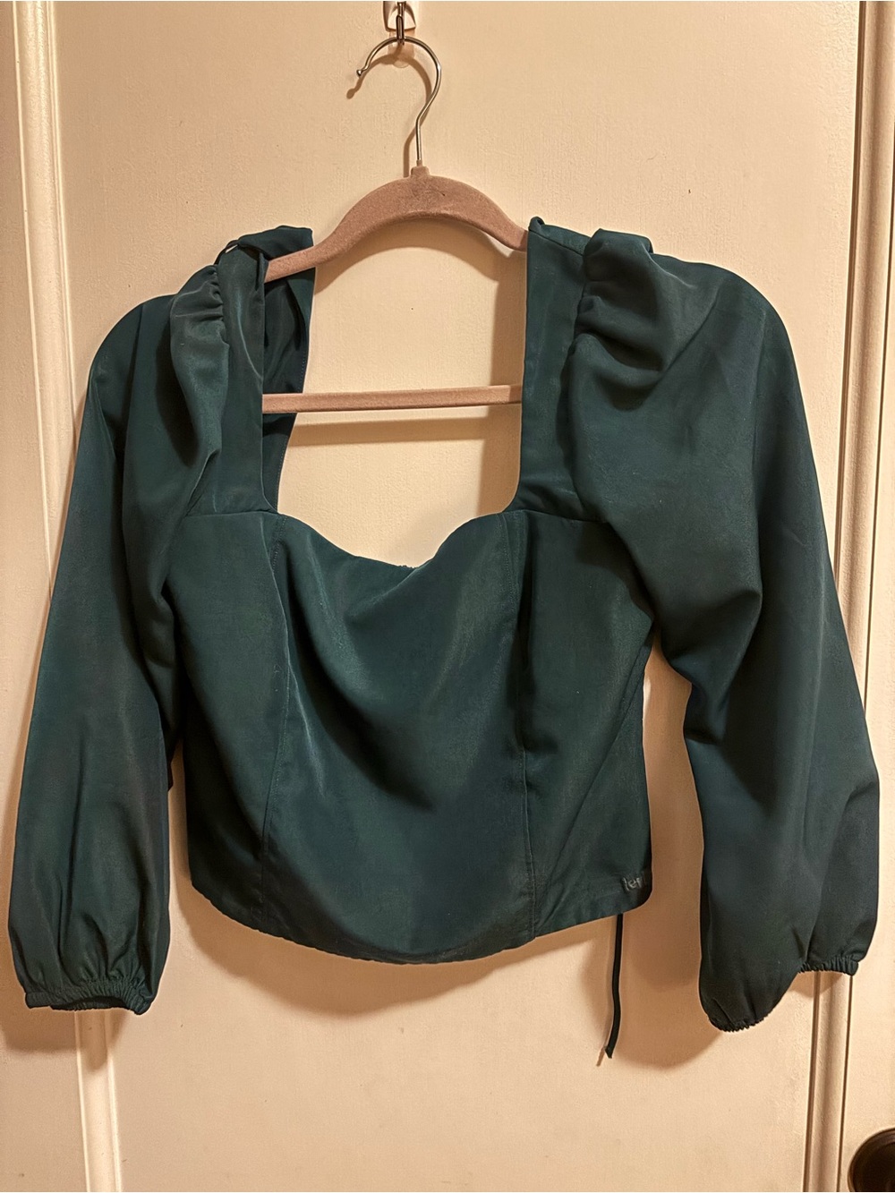 Levi's Dark Teal Puff-Sleeve Square Neck Blouse